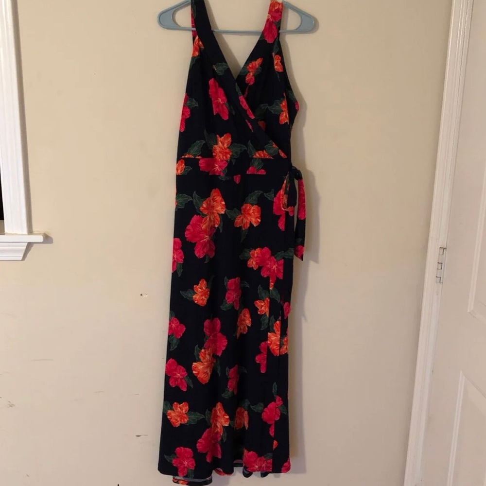 Faux Wrap Midi Dress - 1X